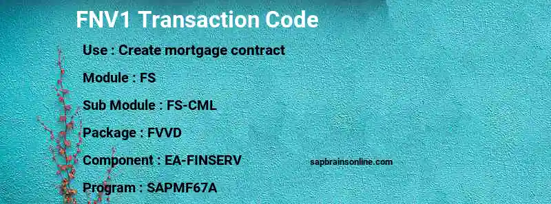 SAP FNV1 transaction code