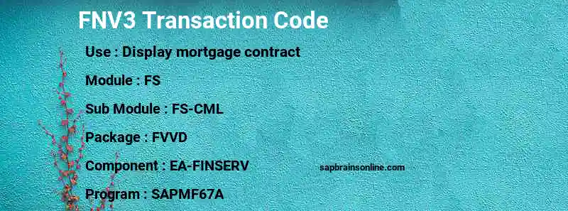SAP FNV3 transaction code
