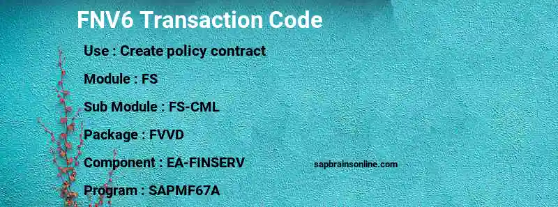 SAP FNV6 transaction code
