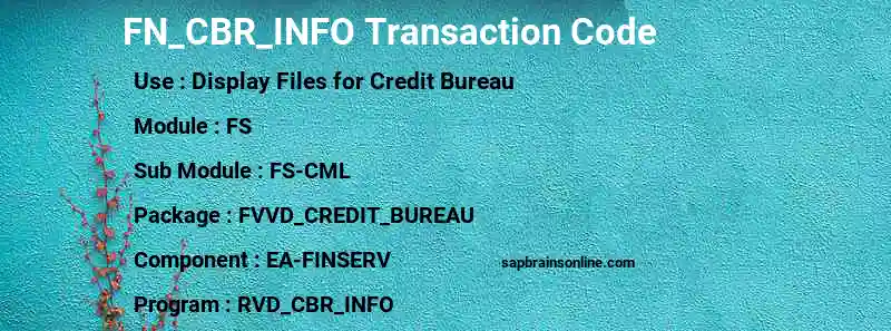 SAP FN_CBR_INFO transaction code