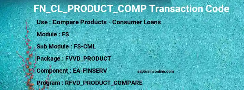 SAP FN_CL_PRODUCT_COMP transaction code