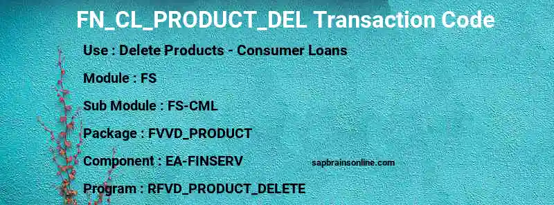 SAP FN_CL_PRODUCT_DEL transaction code