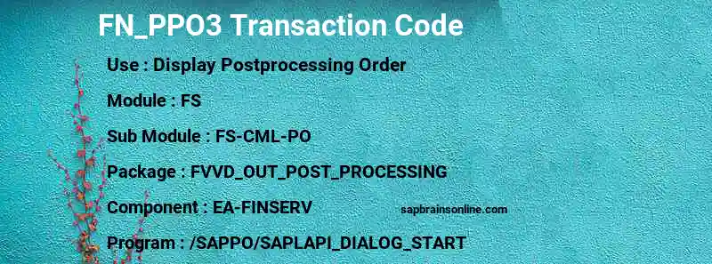 SAP FN_PPO3 transaction code