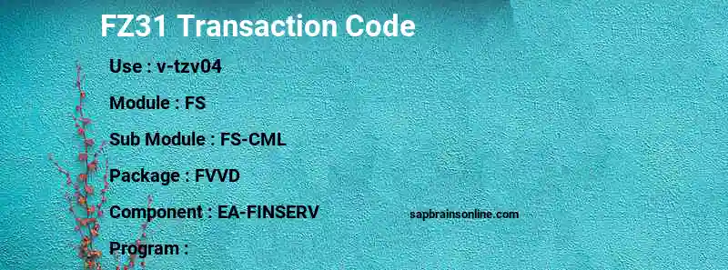 SAP FZ31 transaction code
