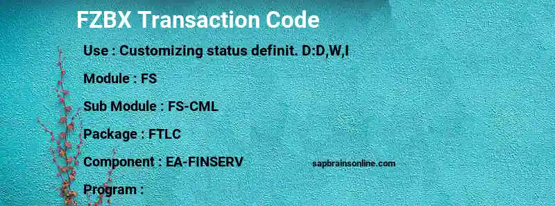 SAP FZBX transaction code