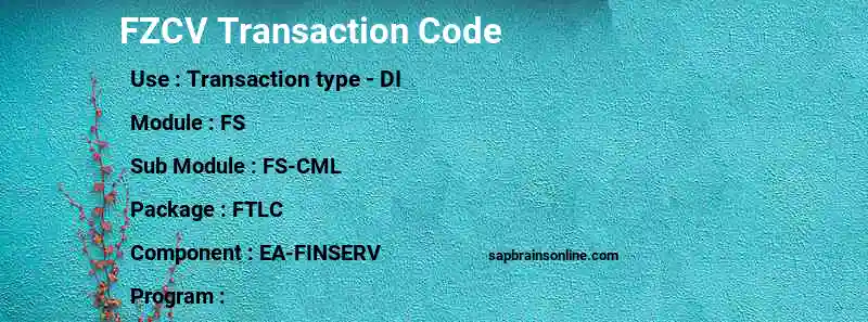 SAP FZCV transaction code