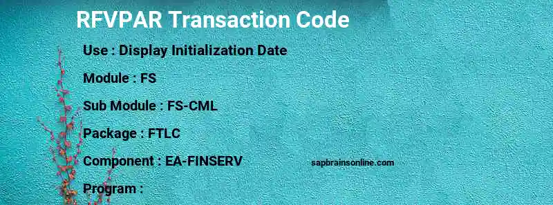 SAP RFVPAR transaction code