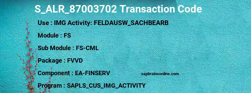 SAP S_ALR_87003702 transaction code