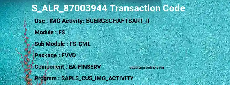 SAP S_ALR_87003944 transaction code