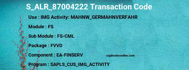 SAP S_ALR_87004222 transaction code