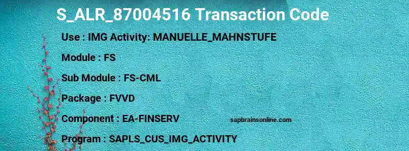 SAP S_ALR_87004516 transaction code