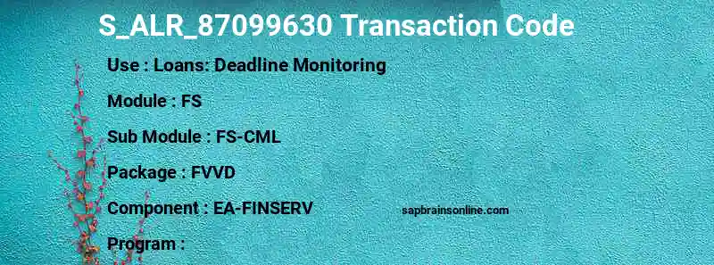 SAP S_ALR_87099630 transaction code