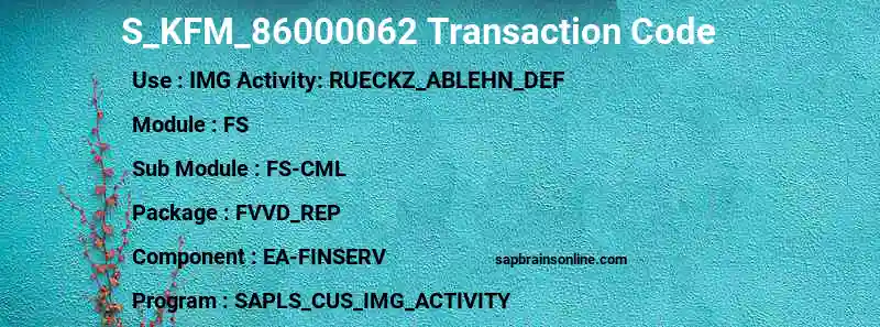 SAP S_KFM_86000062 transaction code