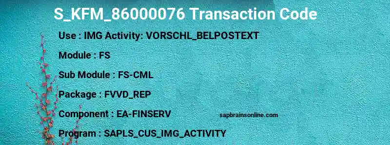 SAP S_KFM_86000076 transaction code