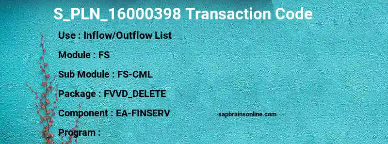 SAP S_PLN_16000398 transaction code