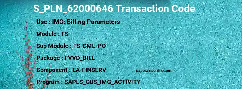 SAP S_PLN_62000646 transaction code