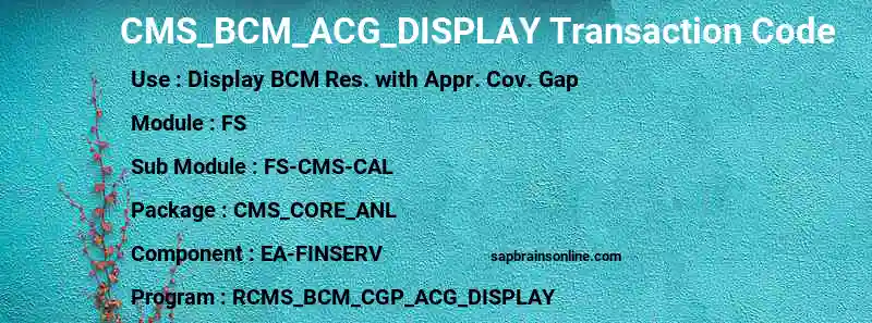 SAP CMS_BCM_ACG_DISPLAY transaction code
