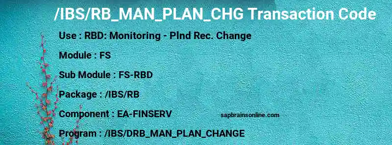 SAP /IBS/RB_MAN_PLAN_CHG transaction code