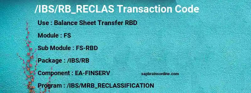 SAP /IBS/RB_RECLAS transaction code