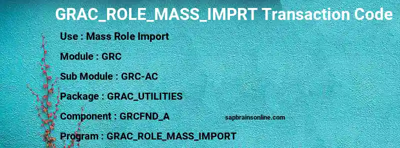 SAP GRAC_ROLE_MASS_IMPRT transaction code
