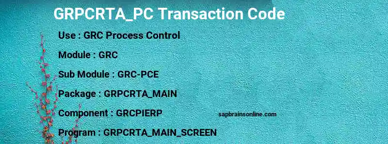 SAP GRPCRTA_PC transaction code