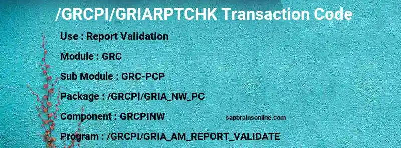 SAP /GRCPI/GRIARPTCHK transaction code