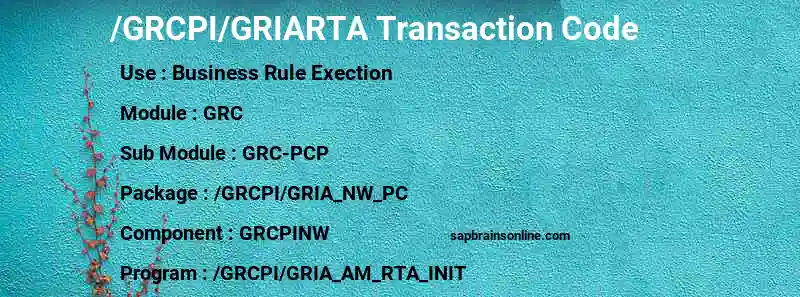SAP /GRCPI/GRIARTA transaction code