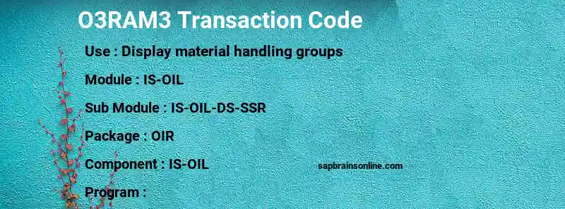 SAP O3RAM3 transaction code