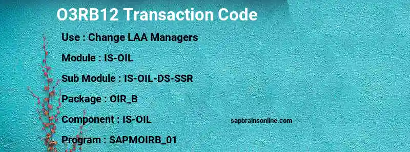 SAP O3RB12 transaction code