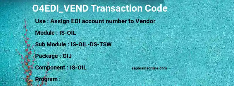 SAP O4EDI_VEND transaction code