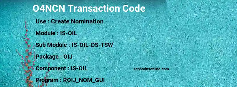 SAP O4NCN transaction code