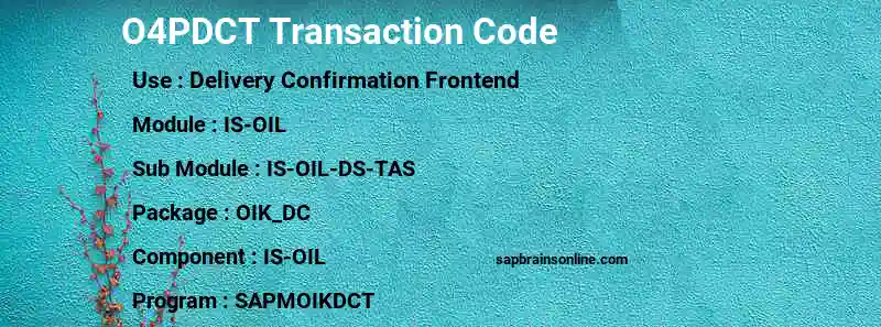 SAP O4PDCT transaction code