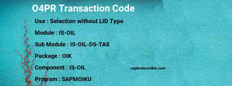 SAP O4PR transaction code