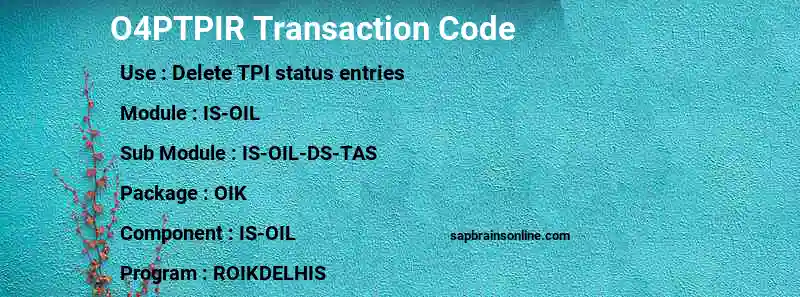 SAP O4PTPIR transaction code
