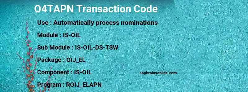 SAP O4TAPN transaction code