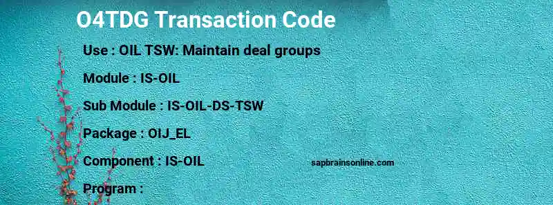 SAP O4TDG transaction code