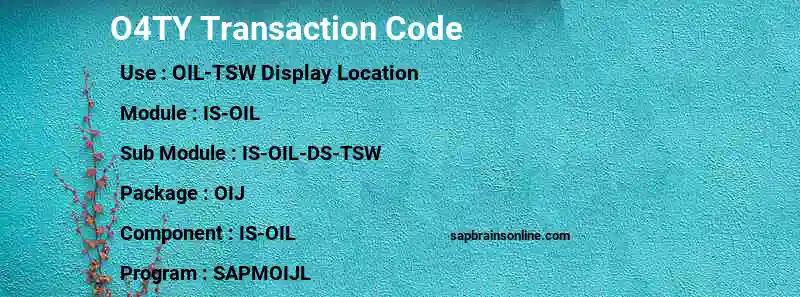 SAP O4TY transaction code