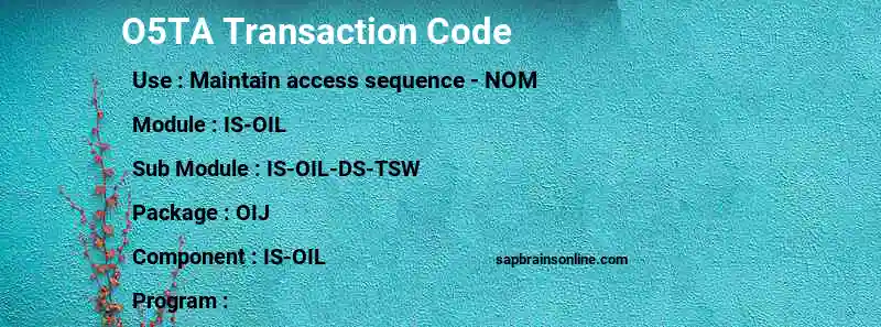SAP O5TA transaction code