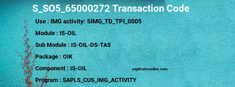 SAP S_SO5_65000272 transaction code