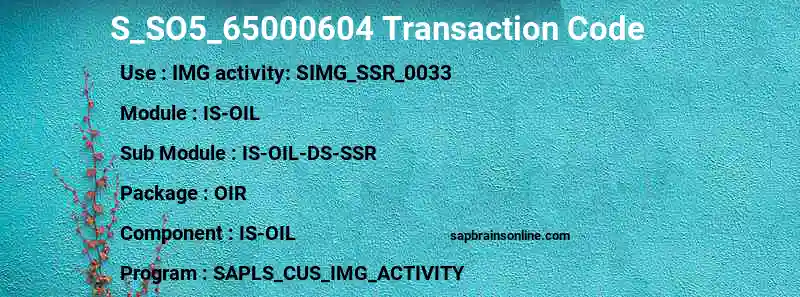 SAP S_SO5_65000604 transaction code