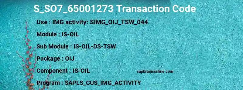 SAP S_SO7_65001273 transaction code