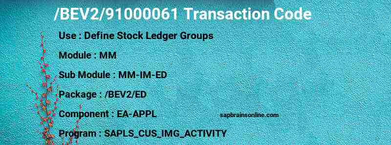 SAP /BEV2/91000061 transaction code