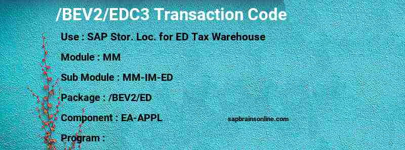 SAP /BEV2/EDC3 transaction code