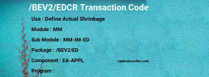 SAP /BEV2/EDCR transaction code