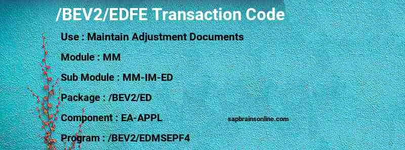SAP /BEV2/EDFE transaction code