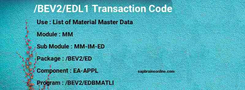 SAP /BEV2/EDL1 transaction code