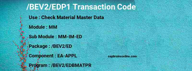 SAP /BEV2/EDP1 transaction code