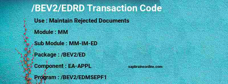SAP /BEV2/EDRD transaction code