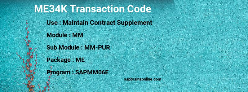 SAP ME34K transaction code