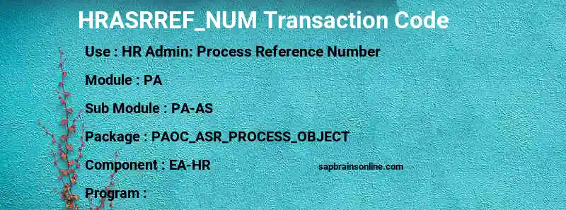 SAP HRASRREF_NUM transaction code